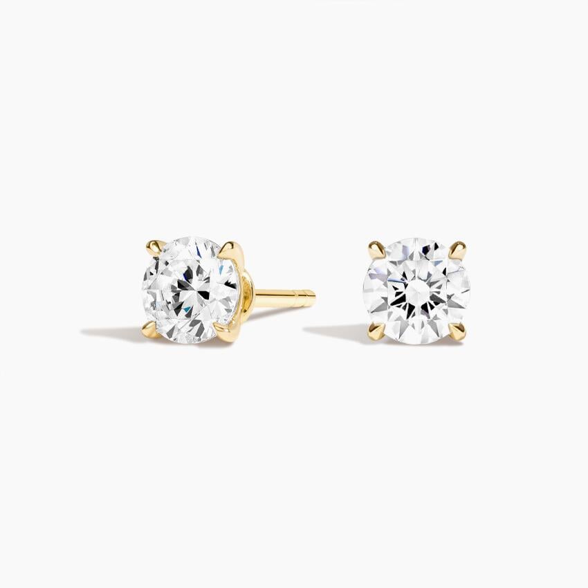 18K Yellow Gold Claw Prong Certified Lab Diamond Stud Earrings (1 1/2 ct. tw.)