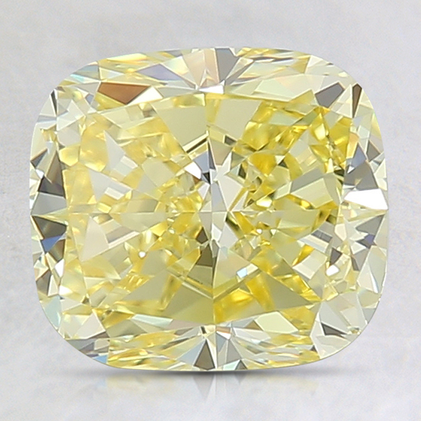 3.27 Ct. Fancy Vivid Yellow Cushion Lab Grown Diamond