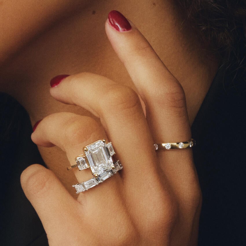 18K Yellow Gold Luxe Rhiannon Three Stone Diamond Ring (3/4 ct. tw.), large additional view 2