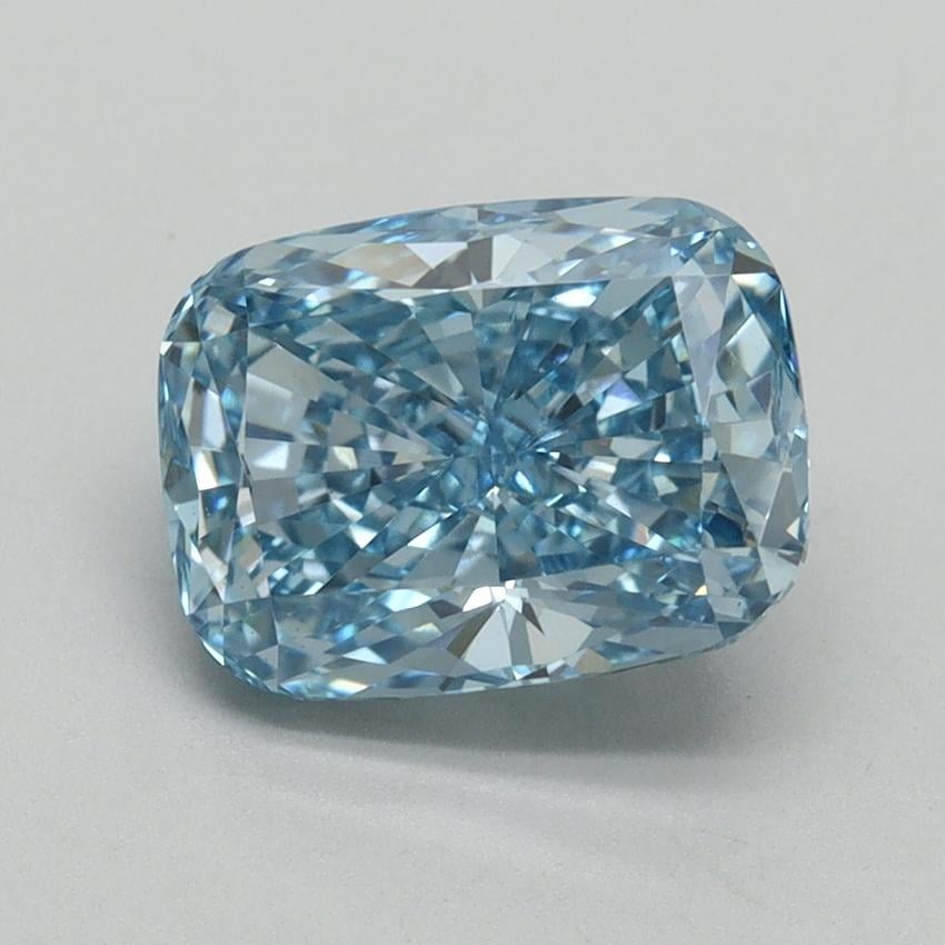 2.18 Ct. Fancy Vivid Blue Cushion Lab Grown Diamond