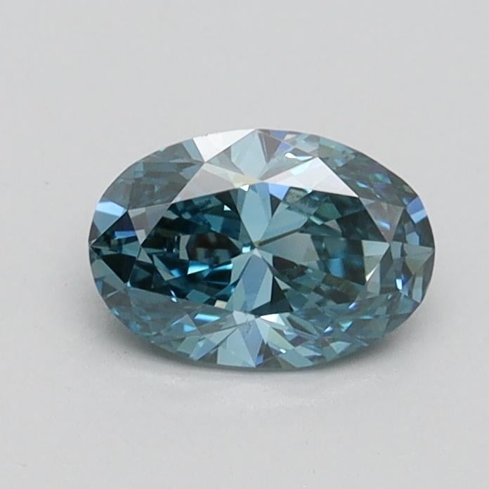 0.57 Ct. Fancy Vivid Greenish Blue Oval Lab Grown Diamond