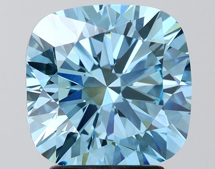 3.09 Ct. Fancy Vivid Blue Cushion Lab Grown Diamond