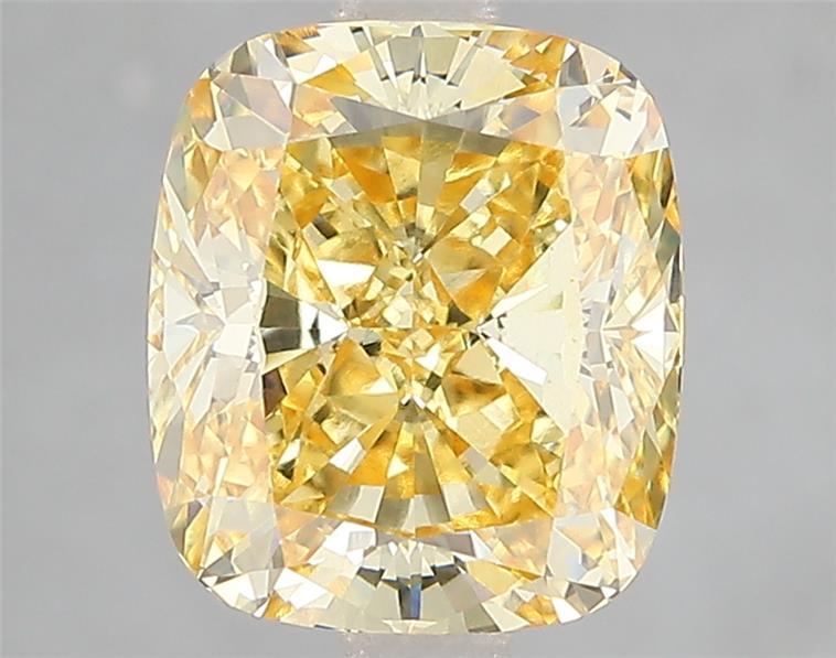 3.55 Ct. Fancy Vivid Yellow Cushion Lab Grown Diamond