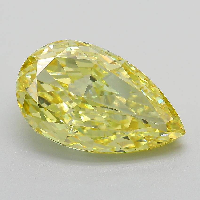 8.03 Ct. Fancy Vivid  Yellow Pear Lab Grown Diamond