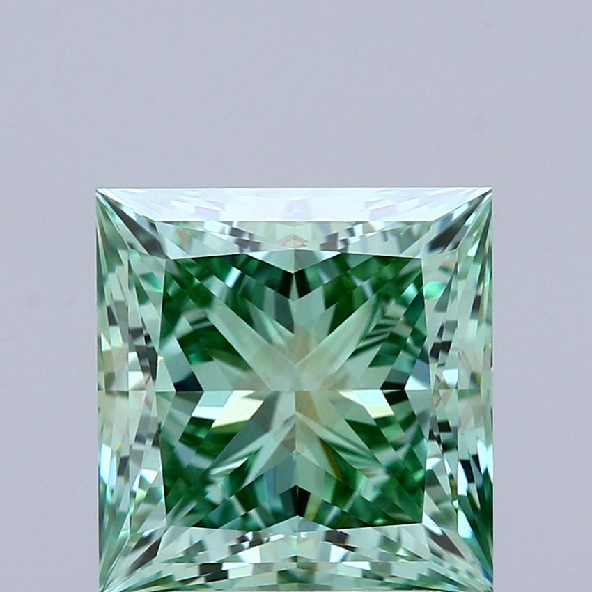 3.15 Ct. Fancy Vivid Green Princess Lab Grown Diamond