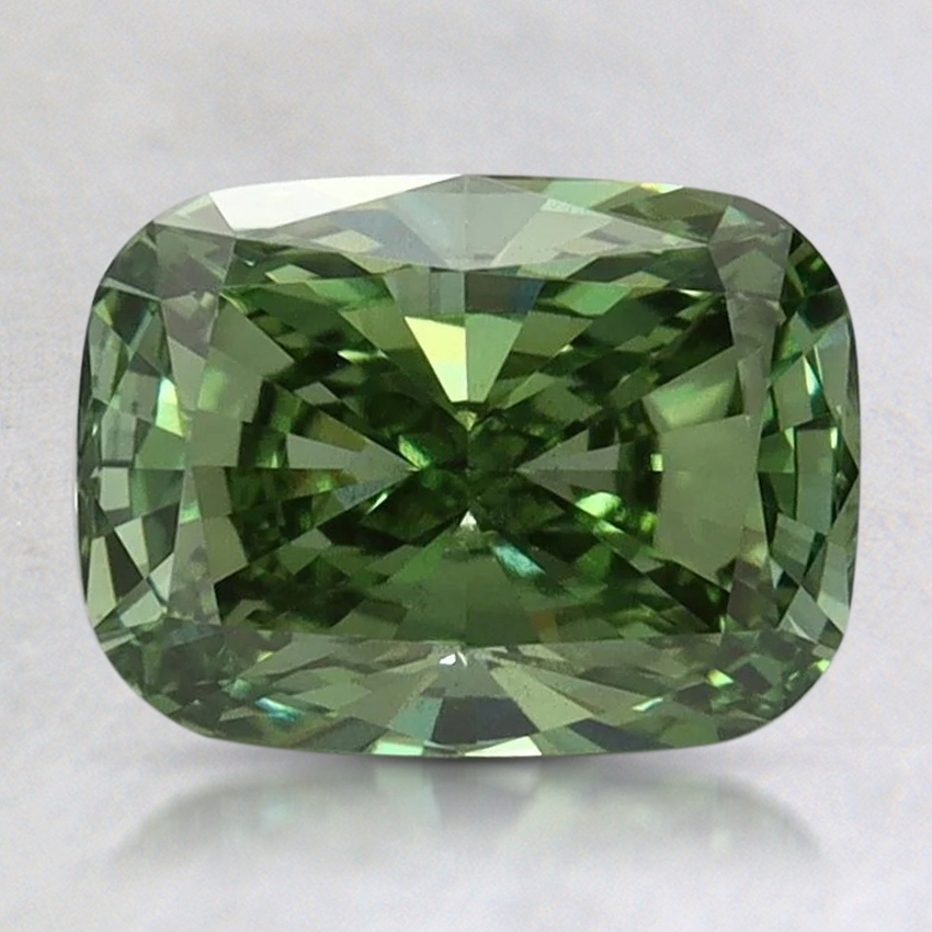 2.01 Ct. Fancy Vivid Green Cushion Lab Grown Diamond
