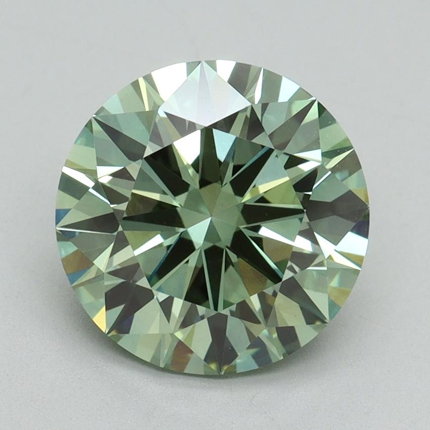 3.23 Ct. Fancy Vivid Green Round Lab Grown Diamond