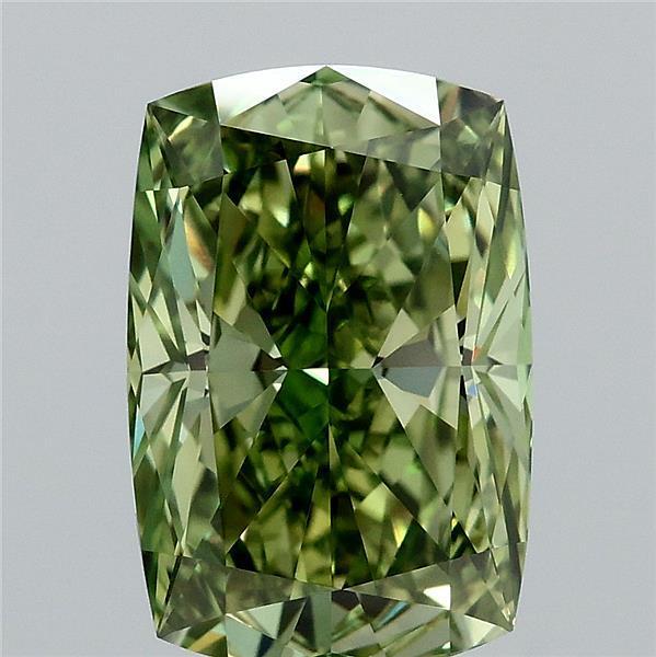 3.11 Ct. Fancy Vivid Green Cushion Lab Grown Diamond