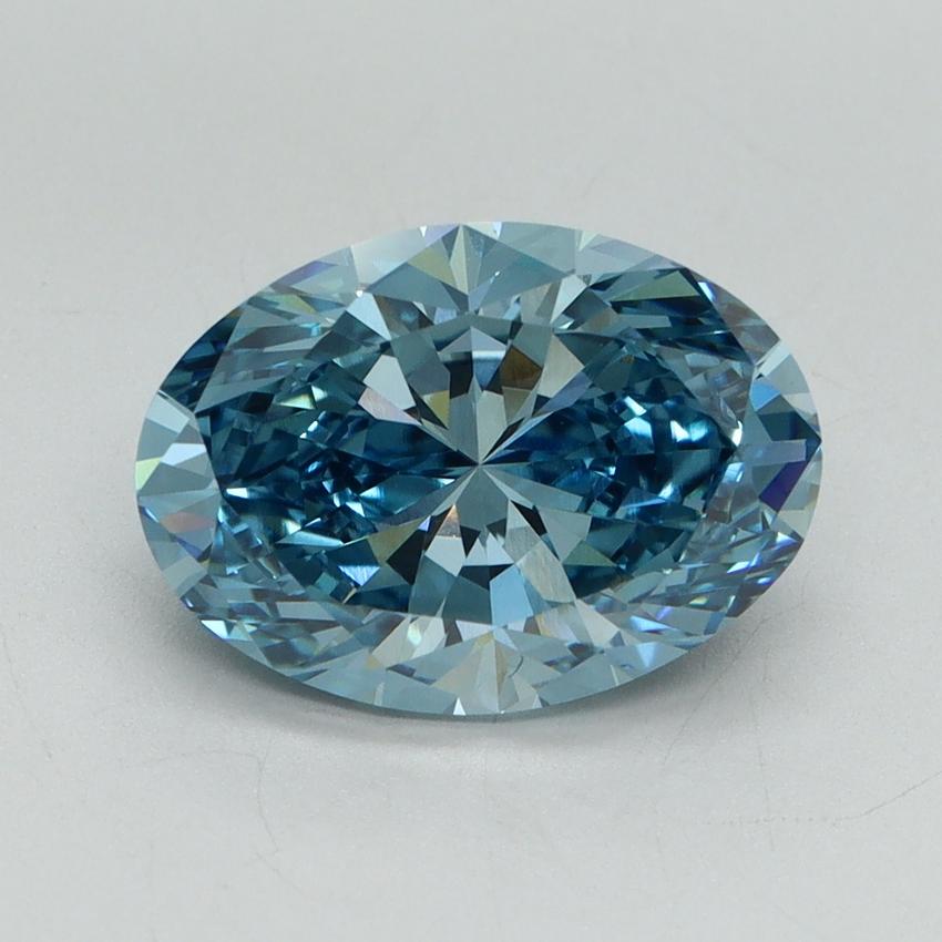 3.04 Ct. Fancy Vivid Blue Oval Lab Grown Diamond