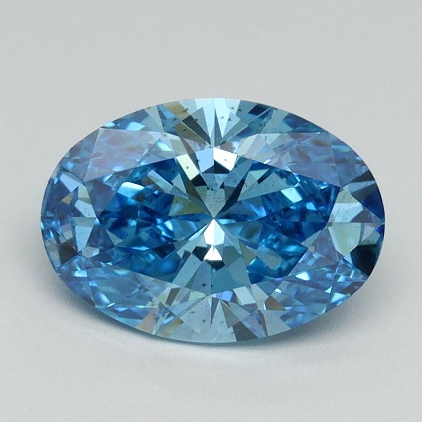 1.62 Ct. Fancy Vivid Malibu Blue Oval Lab Grown Diamond