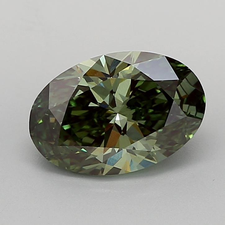 2.20 Ct. Fancy Vivid  Green Oval Lab Grown Diamond