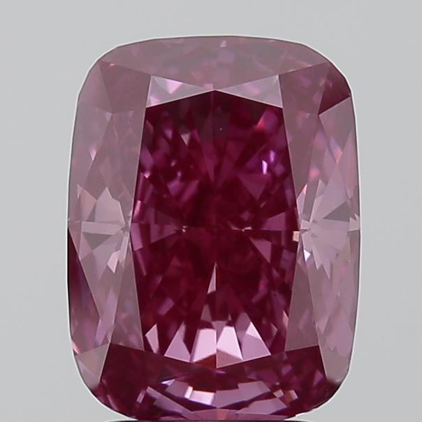 2.95 Ct. Fancy Vivid Pink Cushion Lab Grown Diamond