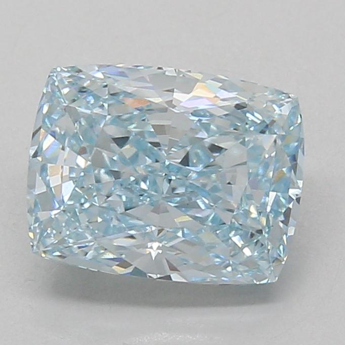 3.03 Ct. Fancy Intense Greenish Blue Cushion Lab Grown Diamond