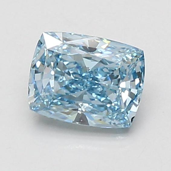1.07 Ct. Fancy Vivid Greenish Blue Cushion Lab Grown Diamond