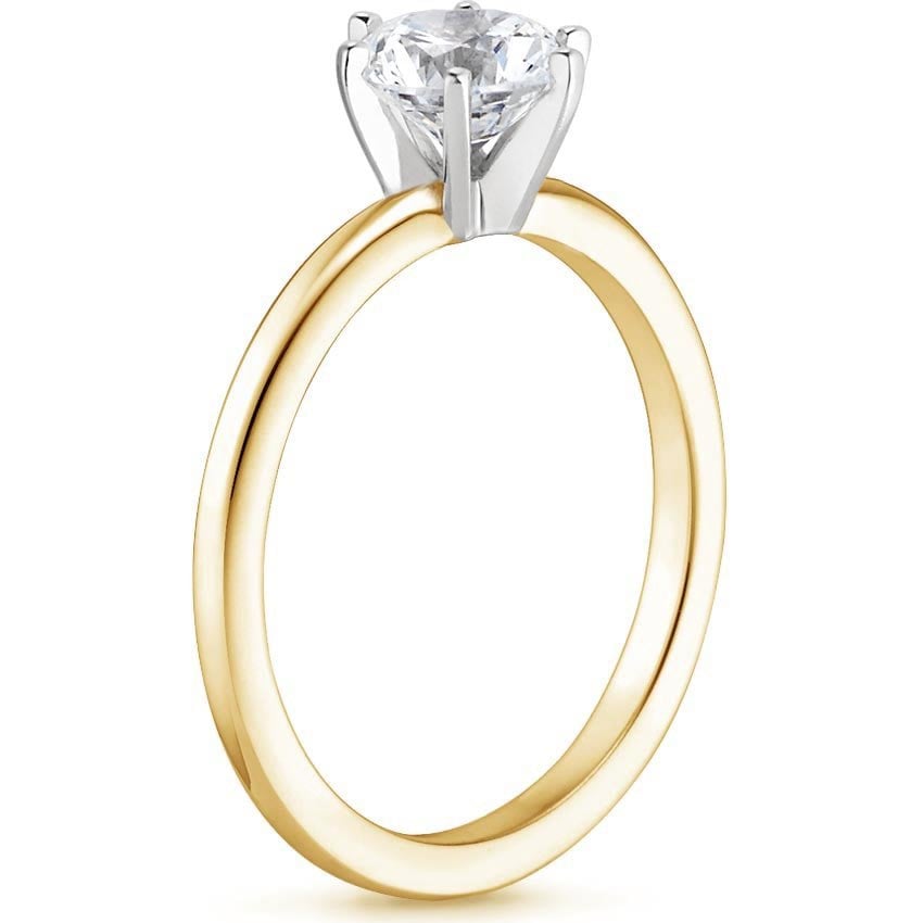 18K Yellow Gold Six-Prong Petite Comfort Fit Ring, large side view