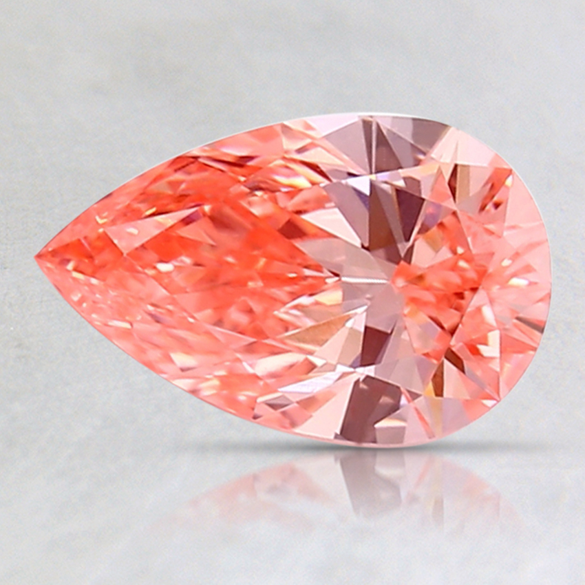 1.03 Ct. Fancy Vivid Orangy Pink Pear Lab Created Diamond