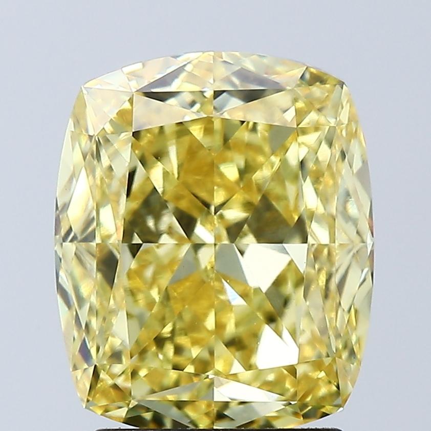 3.05 Ct. Fancy Vivid Yellow Cushion Lab Grown Diamond