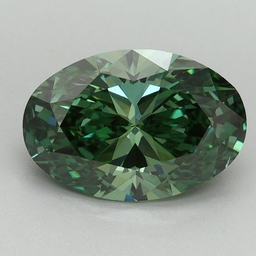 2.00 Ct. Fancy Vivid Pacific Green Oval Lab Grown Diamond