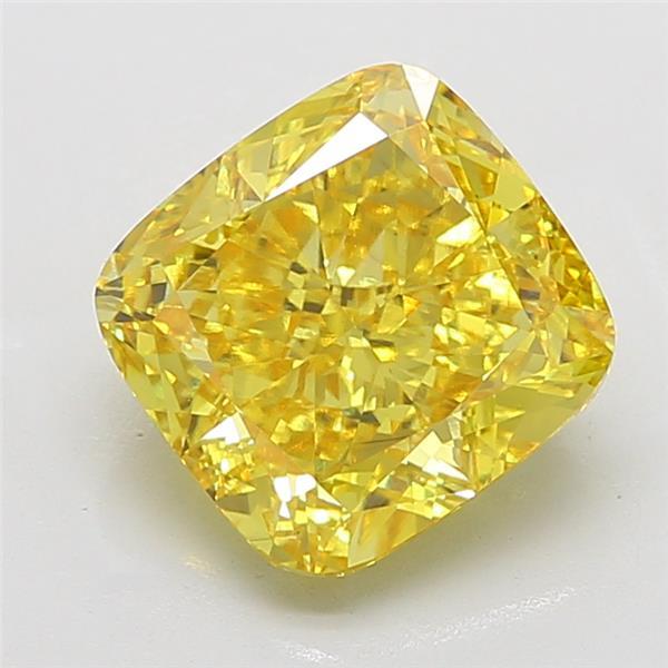 7.0 Ct. Fancy Vivid Yellow Cushion Lab Grown Diamond