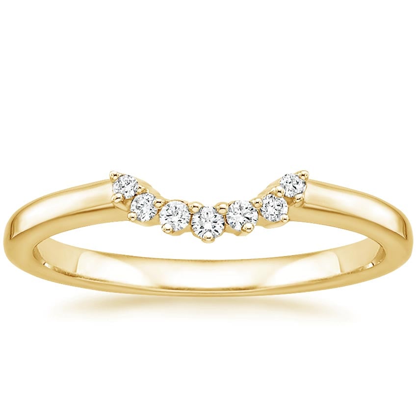 18K Yellow Gold Crescent Diamond Ring, large top view