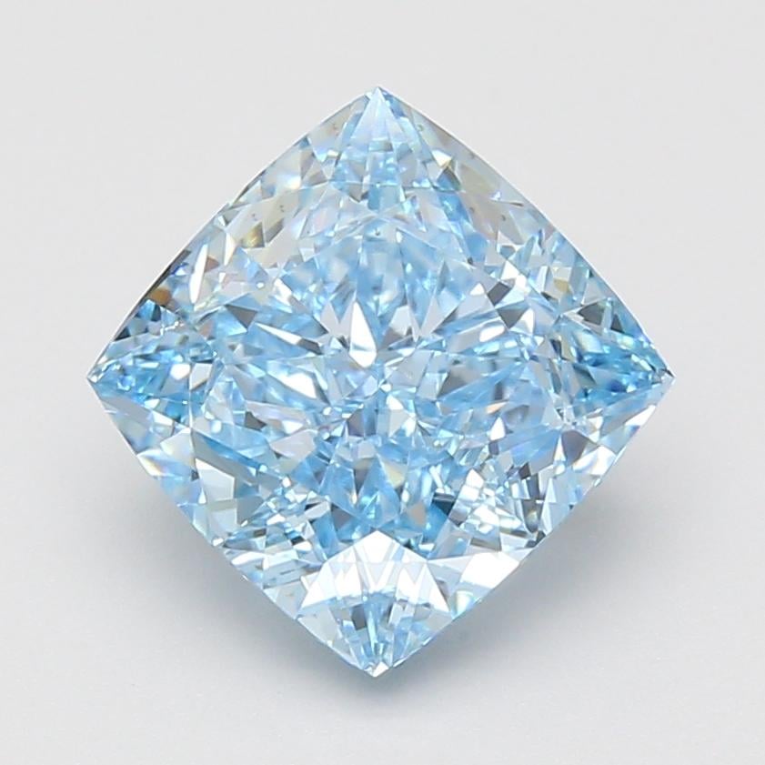 4.12 Ct. Fancy Vivid Blue Cushion Lab Grown Diamond