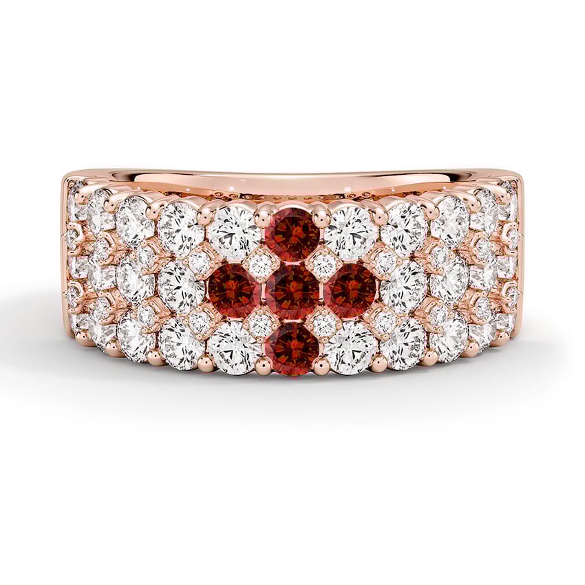 Custom Ruby and Diamond Triple Row Cross Ring
