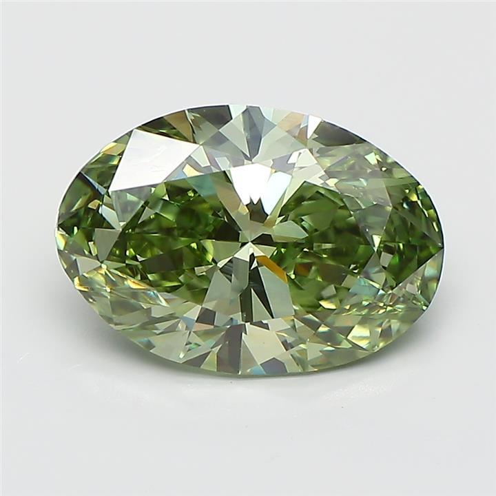 3.82 Ct. Fancy Vivid Green Oval Lab Grown Diamond