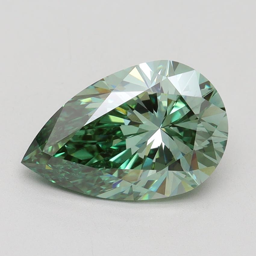3.01 Ct. Fancy Vivid Green Pear Lab Grown Diamond