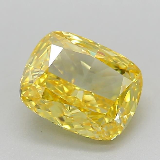 0.74 Ct. Fancy Vivid Yellow Cushion Lab Grown Diamond