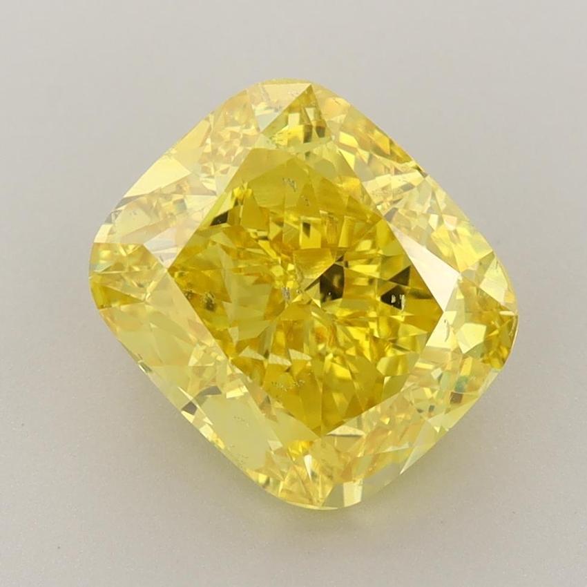4.01 Ct. Fancy Vivid Yellow Cushion Lab Grown Diamond