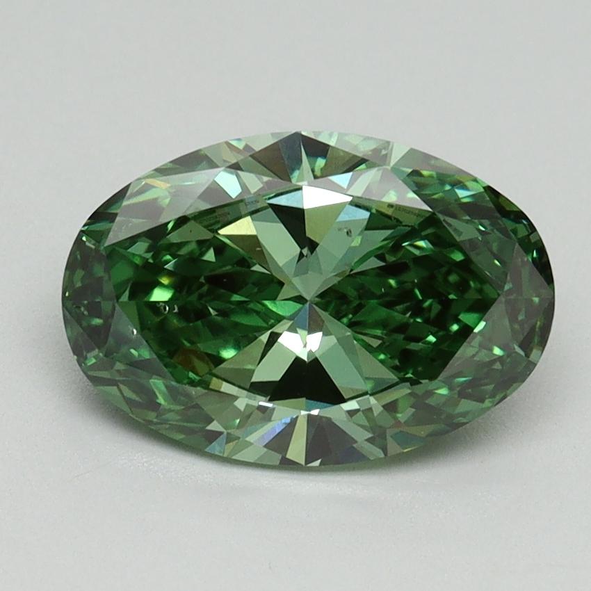 2.00 Ct. Fancy Vivid Green Oval Lab Grown Diamond