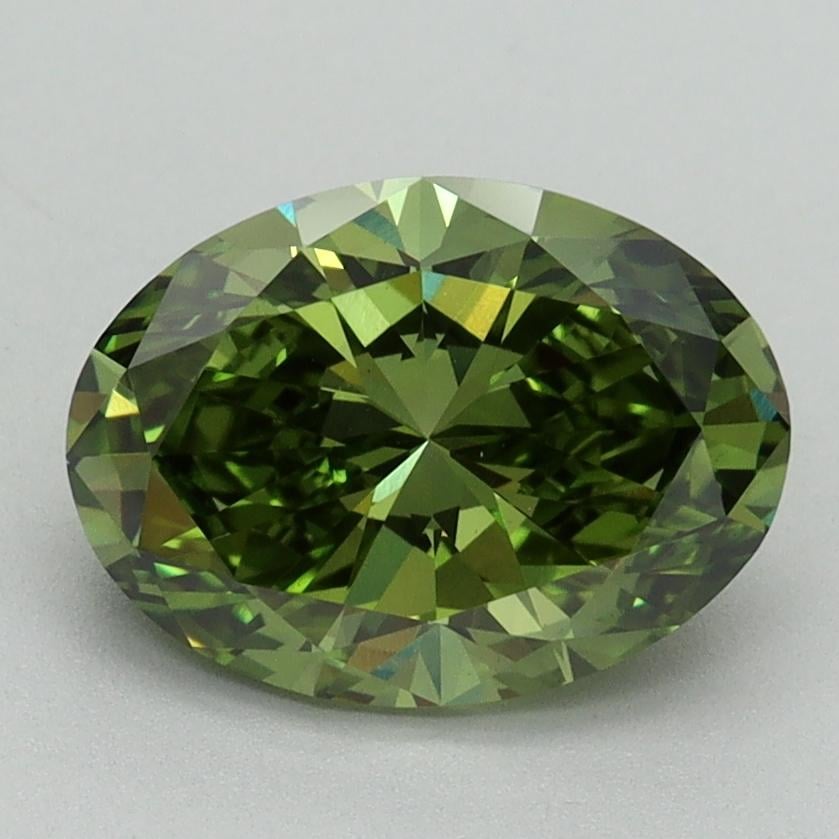 2.00 Ct. Fancy Vivid Green Oval Lab Grown Diamond