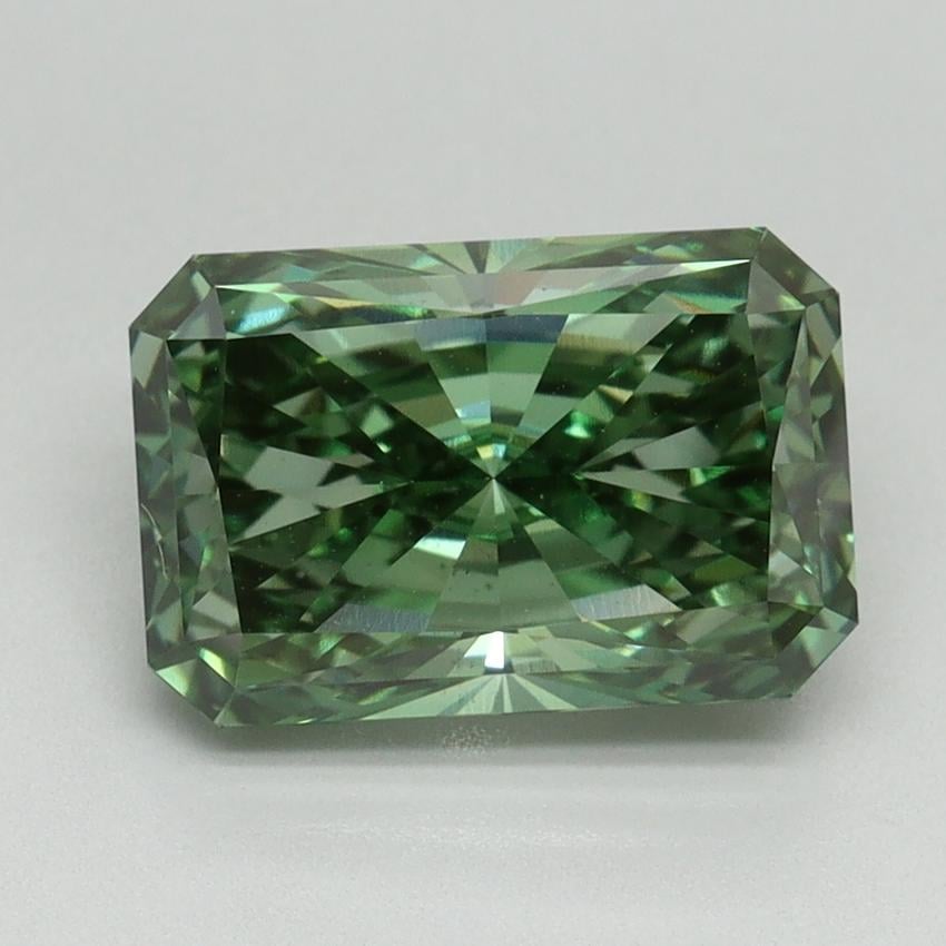 3.07 Ct. Fancy Vivid Pacific Green Radiant Lab Grown Diamond