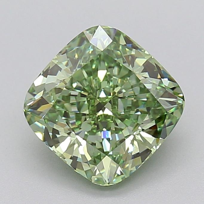 2.75 Ct. Fancy Vivid  Green Cushion Lab Grown Diamond