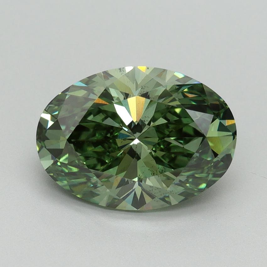 3.04 Ct. Fancy Vivid Green Oval Lab Grown Diamond