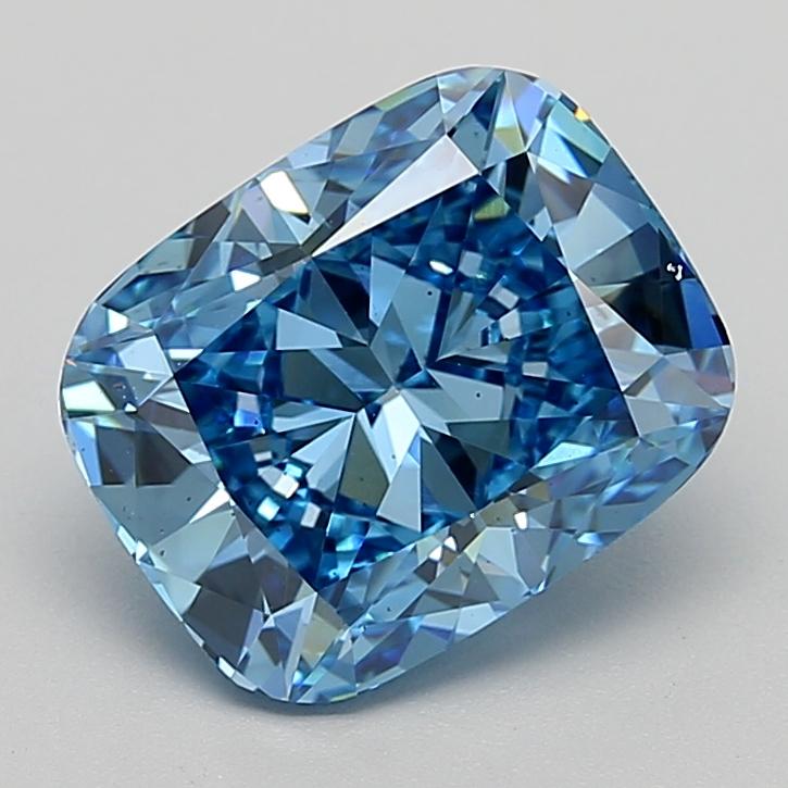 3.71 Ct. Fancy Vivid  Blue Cushion Lab Grown Diamond