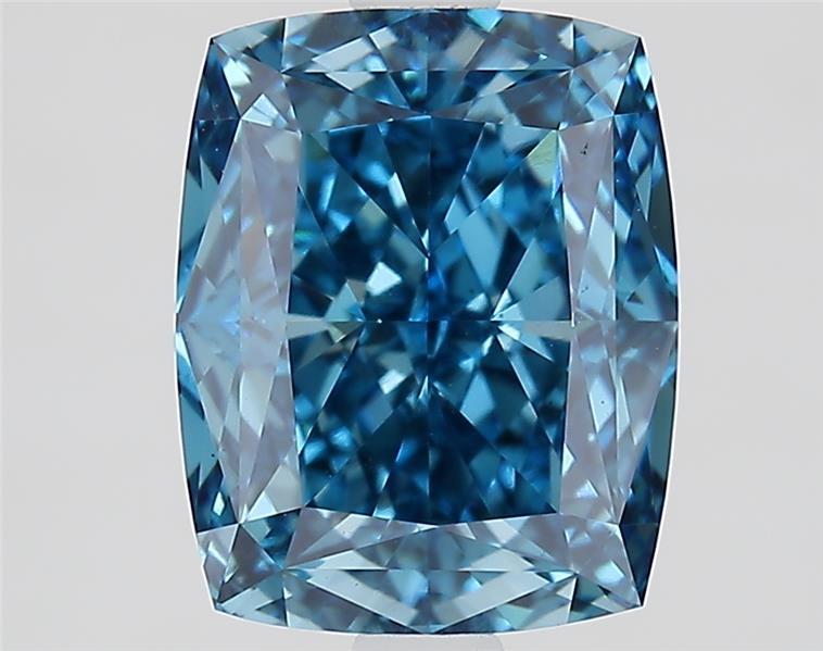 2.71 Ct. Fancy Vivid  Blue Cushion Lab Grown Diamond