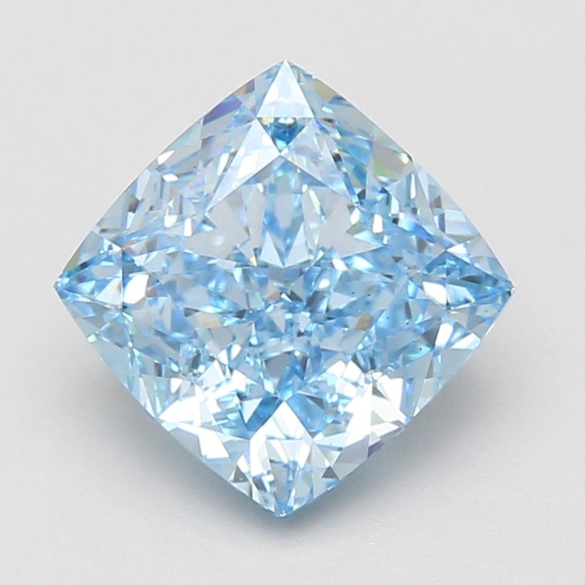 4.03 Ct. Fancy Vivid Blue Cushion Lab Grown Diamond