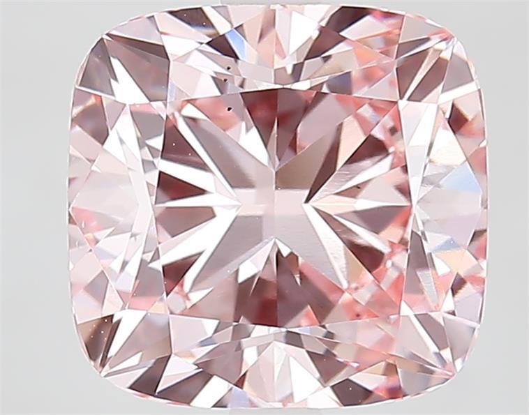 4.24 Ct. Fancy Vivid  Pink Cushion Lab Grown Diamond