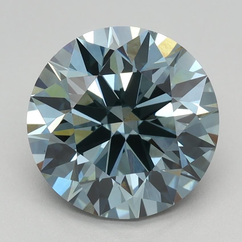 2.55 Ct. Fancy Intense Greenish Blue Round Lab Grown Diamond