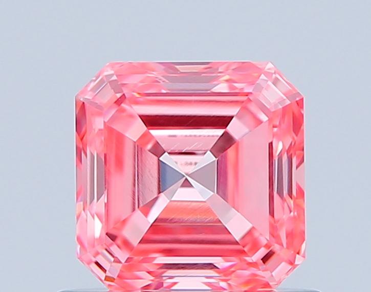 0.79 Ct. Fancy Vivid Pink Asscher Lab Grown Diamond