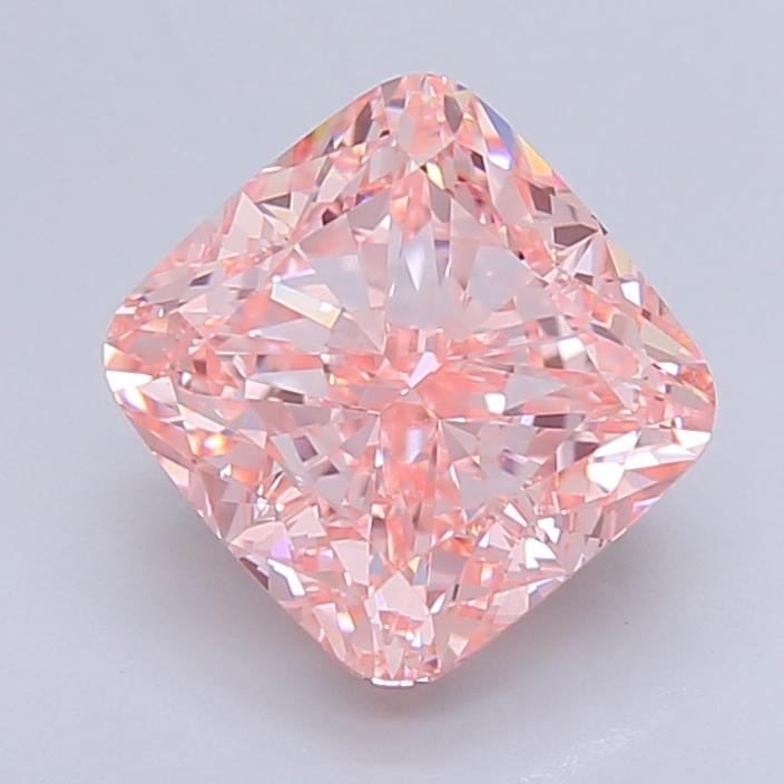 4.02 Ct. Fancy Vivid  Pink Cushion Lab Grown Diamond