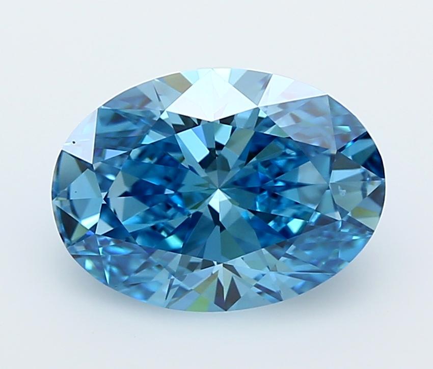3.03 Ct. Fancy Vivid  Blue Oval Lab Grown Diamond