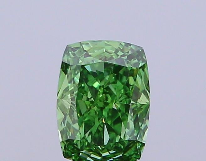 0.84 Ct. Fancy Vivid  Green Cushion Lab Grown Diamond