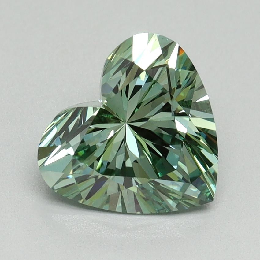 1.80 Ct. Fancy Vivid Pacific Green Heart Lab Grown Diamond