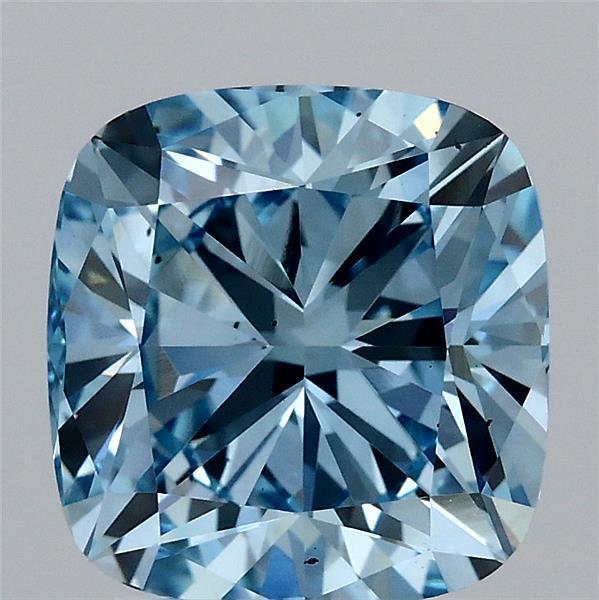 3.02 Ct. Fancy Vivid  Blue Cushion Lab Grown Diamond