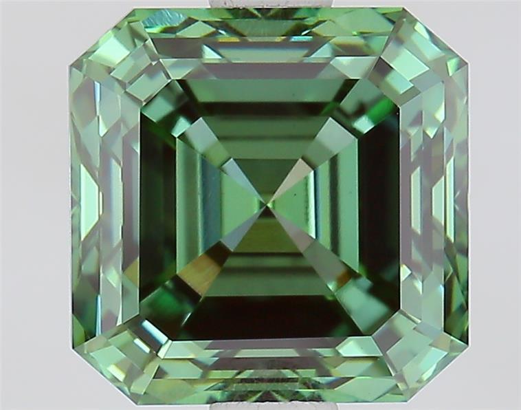1.92 Ct. Fancy Vivid  Green Asscher Lab Grown Diamond