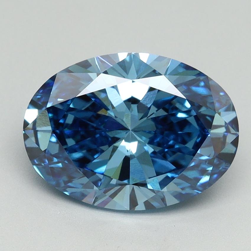 3.03 Ct. Fancy Vivid Blue Oval Lab Grown Diamond