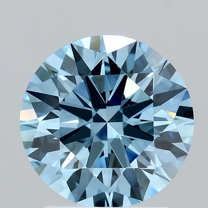 2.05 Ct. Fancy Vivid Blue Round Lab Grown Diamond