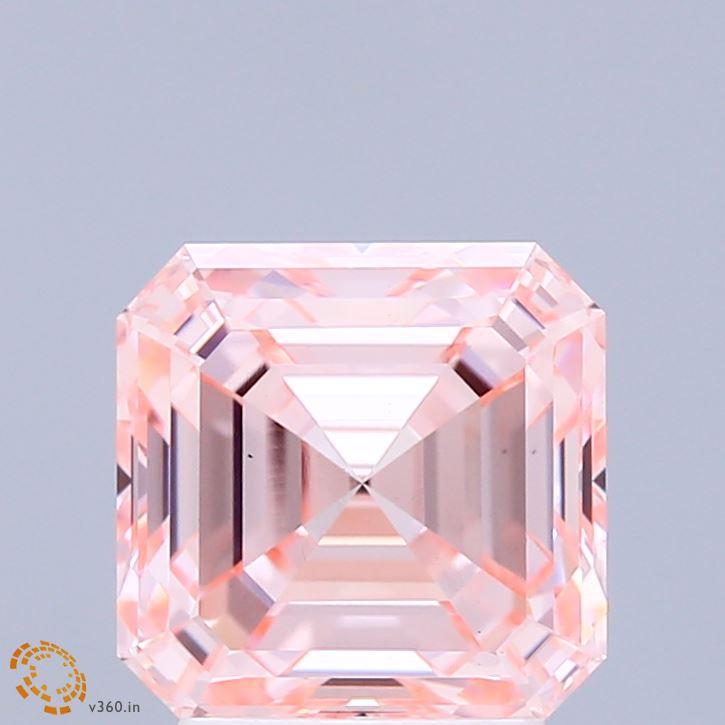 3.07 Ct. Fancy Intense Pink Asscher Lab Grown Diamond